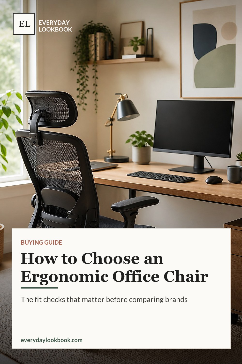 Pinterest graphic for choosing an ergonomic office chair